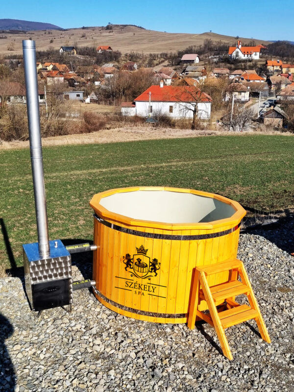 Prémium Fürdődézsa 4 – 5 Személyes Külső Kályhás Kivitel [ D1 ] Pine szinben
